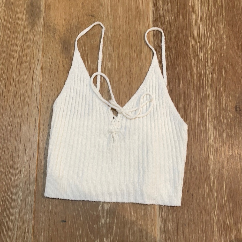 White Ribbed Crop Top